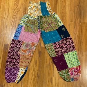 NWT Ashley Taylor Boho Patchwork Smocked Waistband Joggers